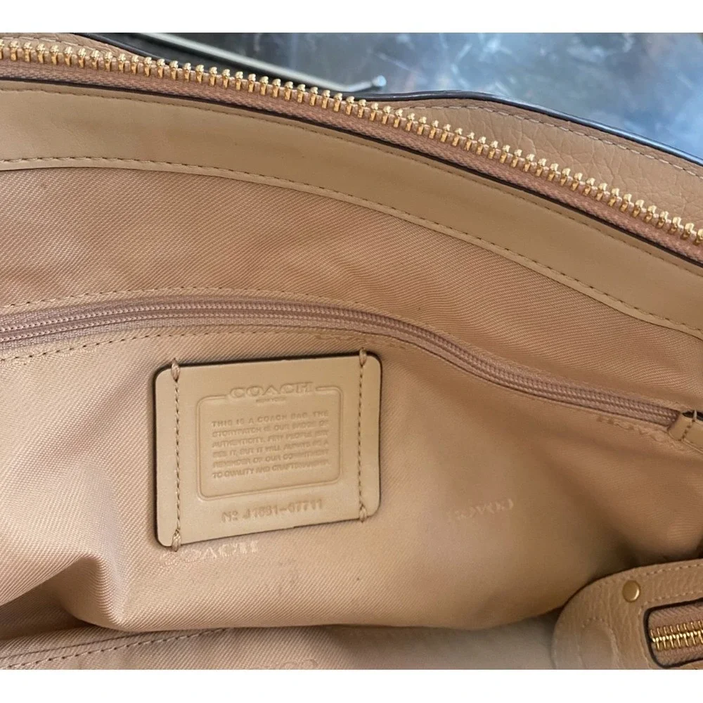 COACH‎ Drew Beechwood /Gold Pebble Leather Satchel Shoulder Bag 67711 EUC!  $450